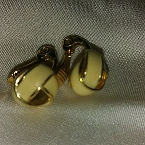 Vintage Monet Yellow Enamel Love Knot Earrings
